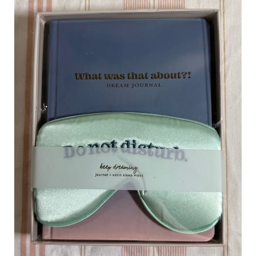 Keep Dreaming Journal and Satin Sleep Mask Gift Set Blue Mint Do Not Disturb NEW